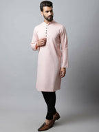 Even Apparels Pink Color Linen Pure Cotton Men's Kurta With Side Placket (SLD070) | Grocsy