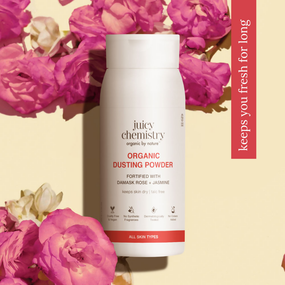 Juicy Chemistry Organic Dusting Powder Fortified With Damask Rose & Jasmine | Grocsy