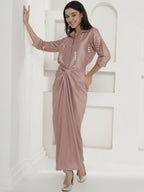 Joban Fashion Rose Gold Tie Knot Skirt Set | Grocsy