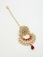 NVR Women's Gold-Polished CZ Stone-Studded Maang Tikka | Grocsy