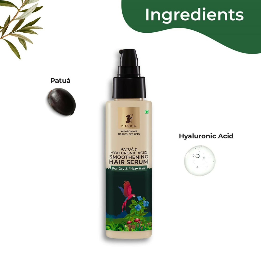 Pilgrim Amazonian Patuá & Hyaluronic Acid Smoothening Hair Serum For Dry & Frizzy Hair, For Hair Smoothening | Grocsy