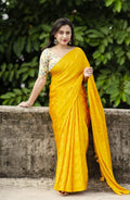 Mustard Silk Blend Ethnic Motifs Saree with Unstitched Blouse - A2M | Grocsy