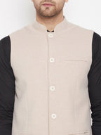 Even Apparels Cream Merino Men Woven Nehru Jacket | Grocsy