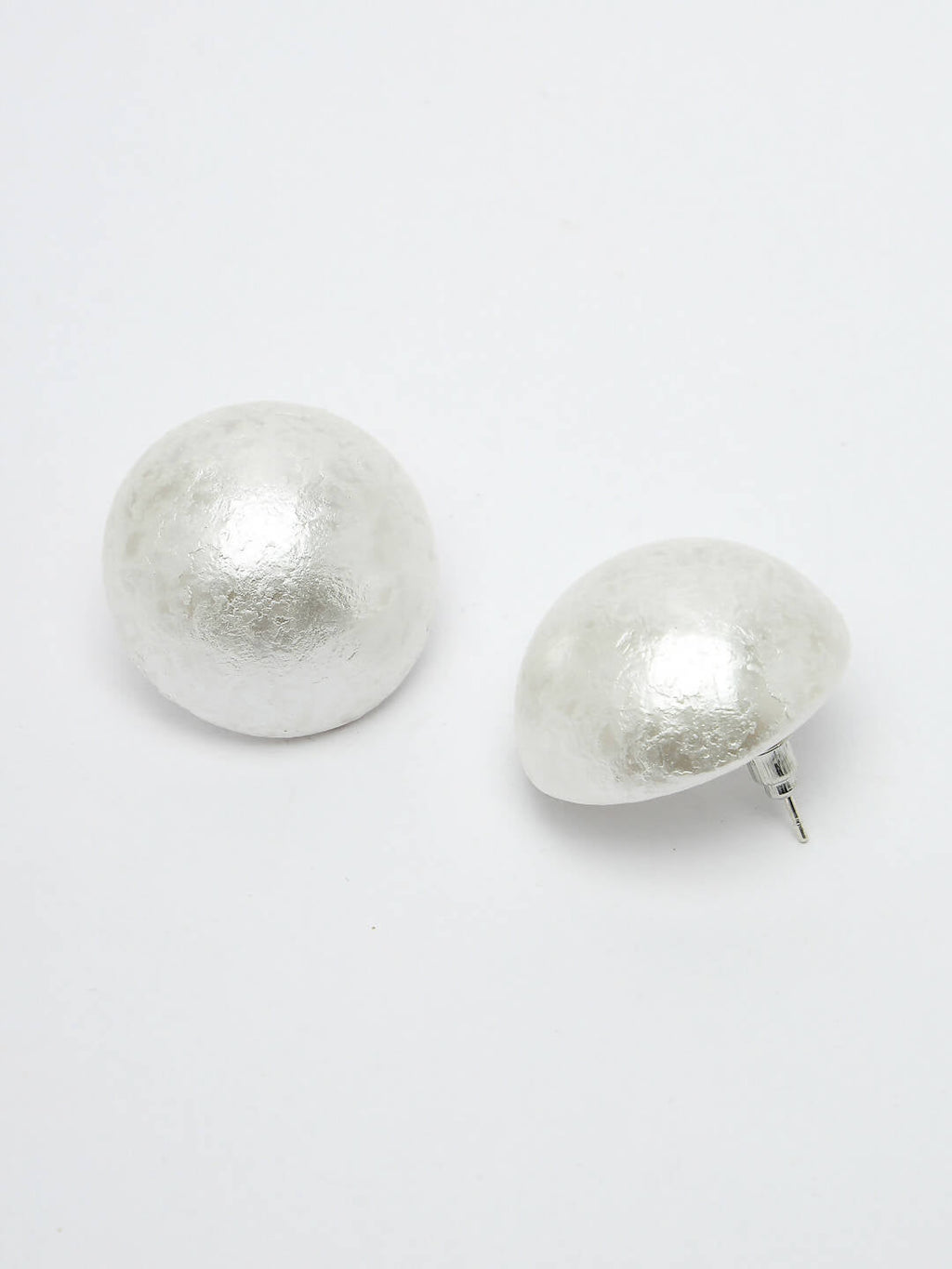 NVR Women's White Color Circular Moon Stud Earrings | Grocsy