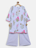 Ahalyaa Blue Crepe Printed Kids Kurta Palazzo Set For Girls | Grocsy