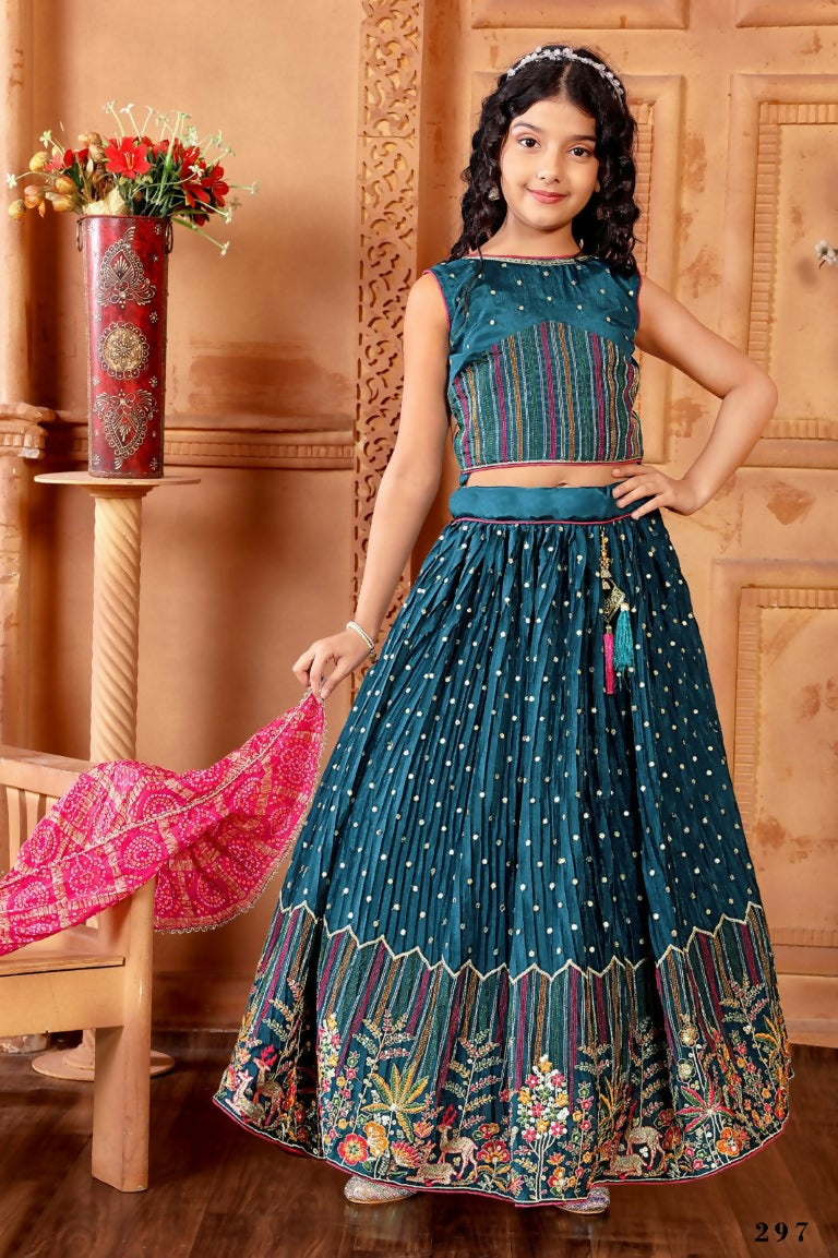 Kids Functional Designer Morepich Chinon Fab Lehenga choli - Aaradhna | Grocsy