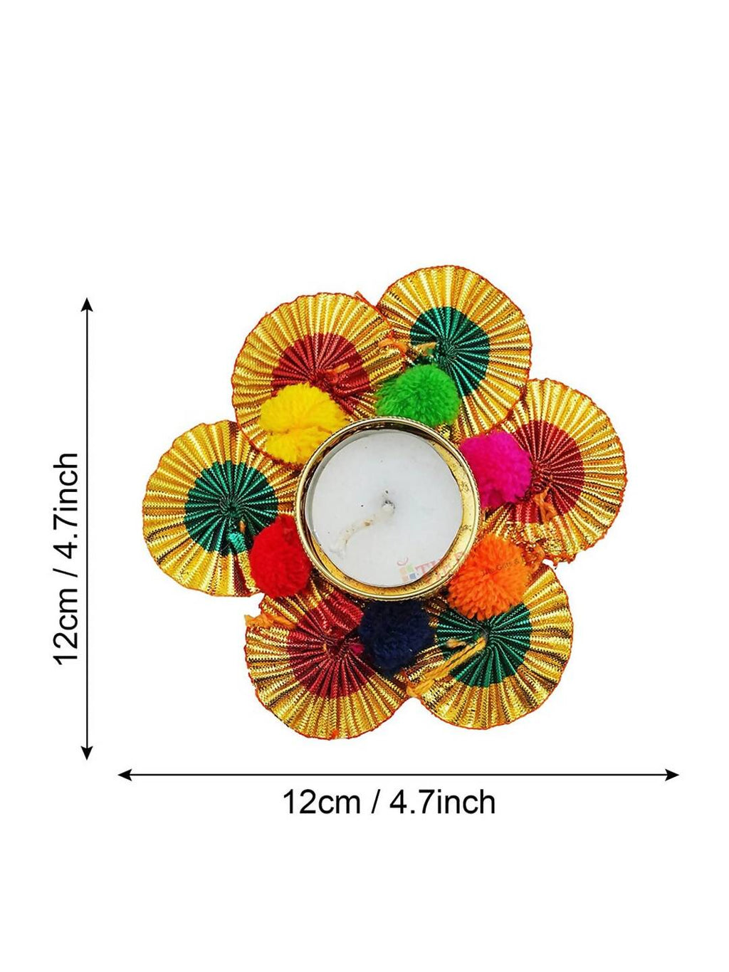 Tied Ribbons Multi Set of 6 Diwali Decoartion Flower Tealight Candle Holder | Grocsy