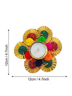 Tied Ribbons Multi Set of 6 Diwali Decoartion Flower Tealight Candle Holder | Grocsy