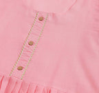 Pink Poly Cotton Solid Nayra Cut Kurta - Tirtha | Grocsy