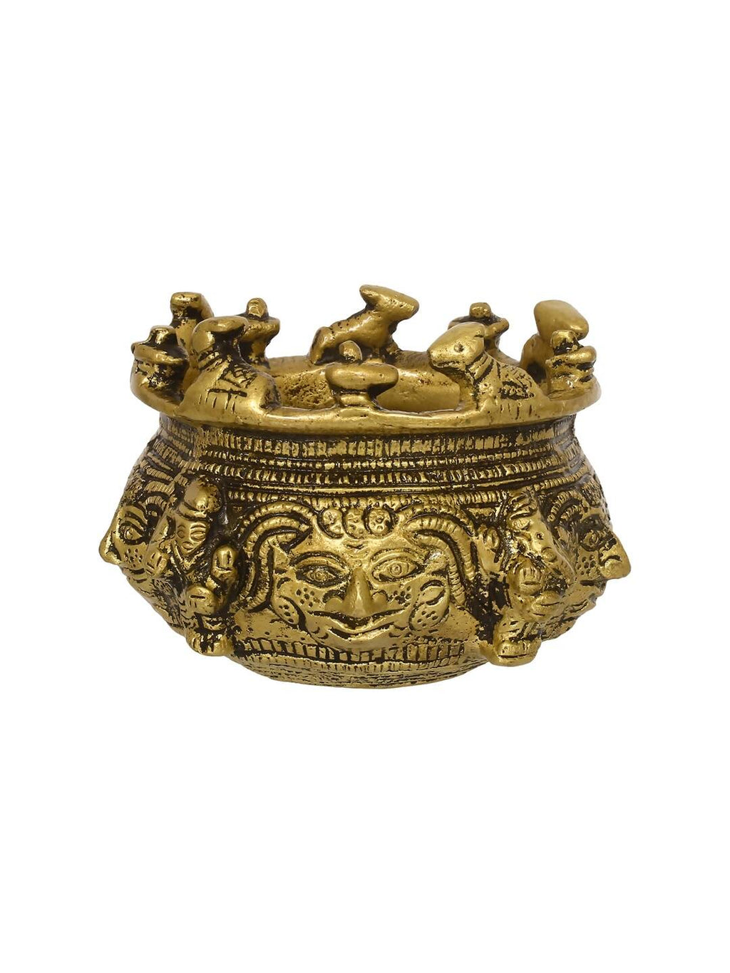 eCraftIndia Gold-Toned Handcrafted Brass Auspicious Nandi Kalash for Religious Offerings | Grocsy