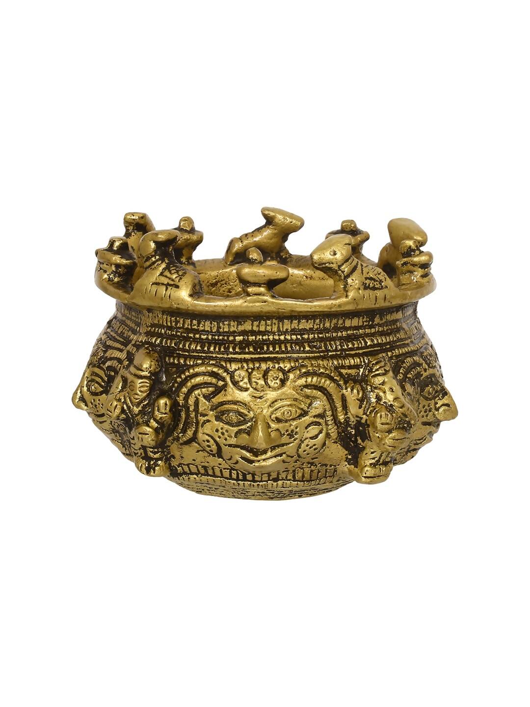 eCraftIndia Gold-Toned Handcrafted Brass Auspicious Nandi Kalash for Religious Offerings | Grocsy