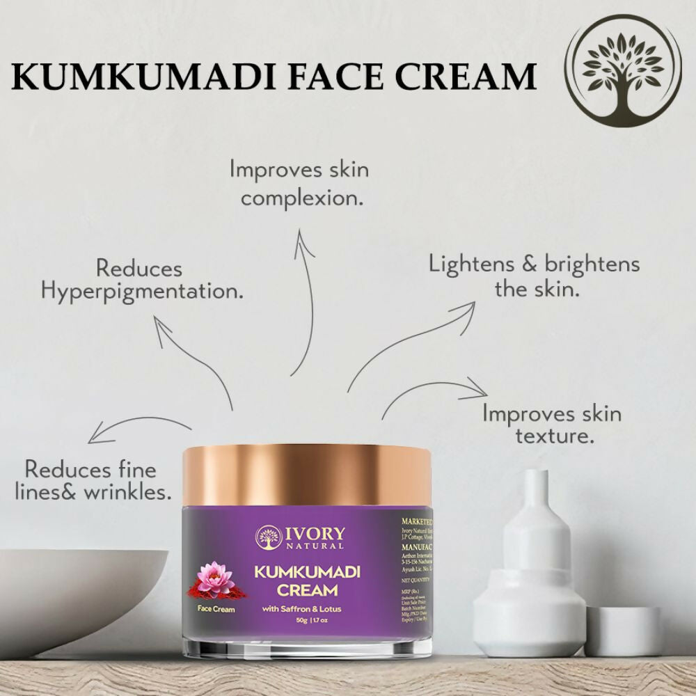 Ivory Natural Kumkumadi Night Cream For Skin For Skin Tone & Texture, Reduce Blemishes & Dark Spots | Grocsy