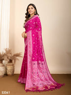 Pink Soft Silk Woven Meenakari Designer Saree - Vedanti | Grocsy