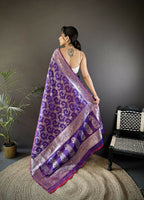 Joban Fashion Purple Meenakari Banarasi Silk Sarees | Grocsy