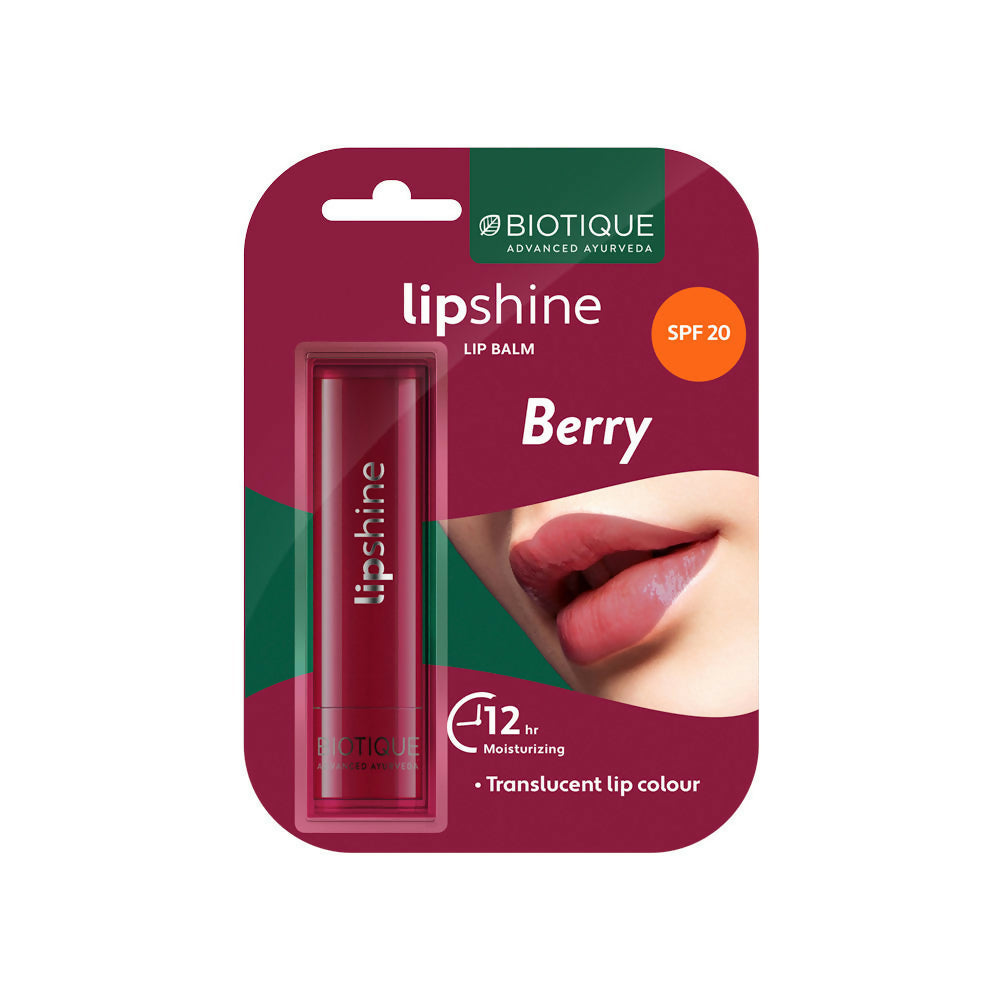 Biotique Lipshine Lip Balm SPF 20 - Berry | Grocsy