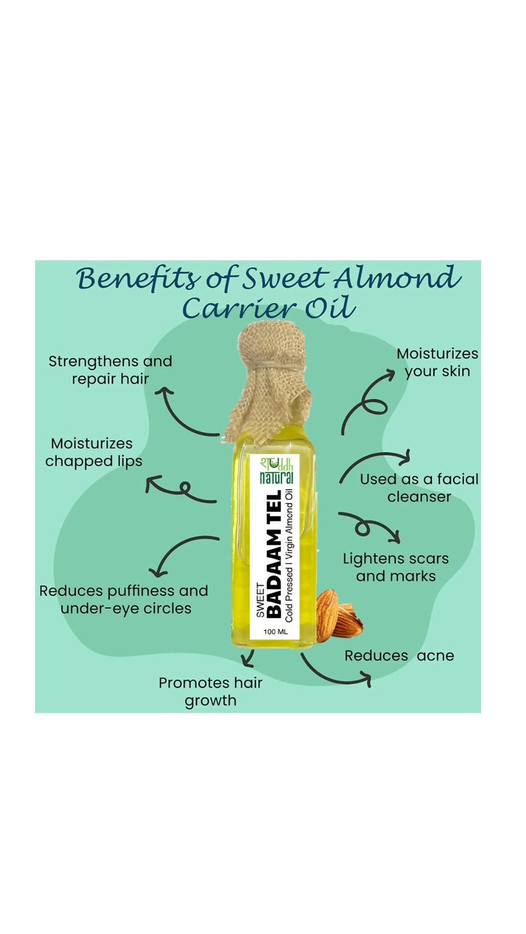 Shuddh Natural Almond Oil Sweet Cold Pressed Baby Massage Oil - Swadesiicart