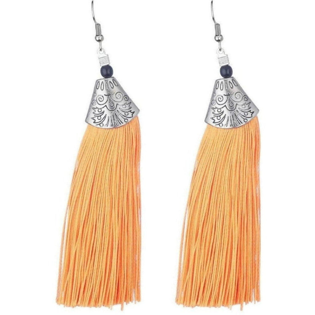 MS Fashion India Orange Fringe Earrings | Grocsy
