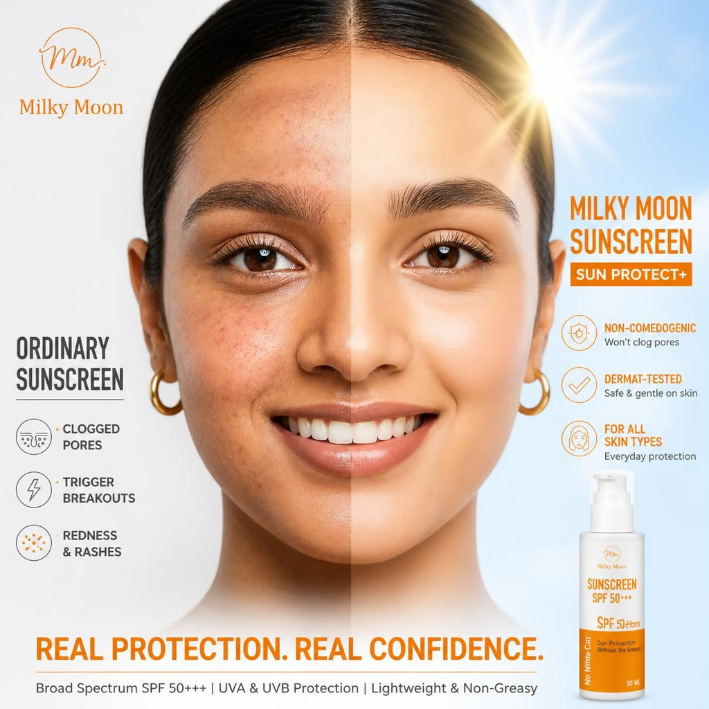 Milky Moon Sunscreen For Oily Skin Spf 50 Pa+++ Lightweight & Non-Greasy | Grocsy