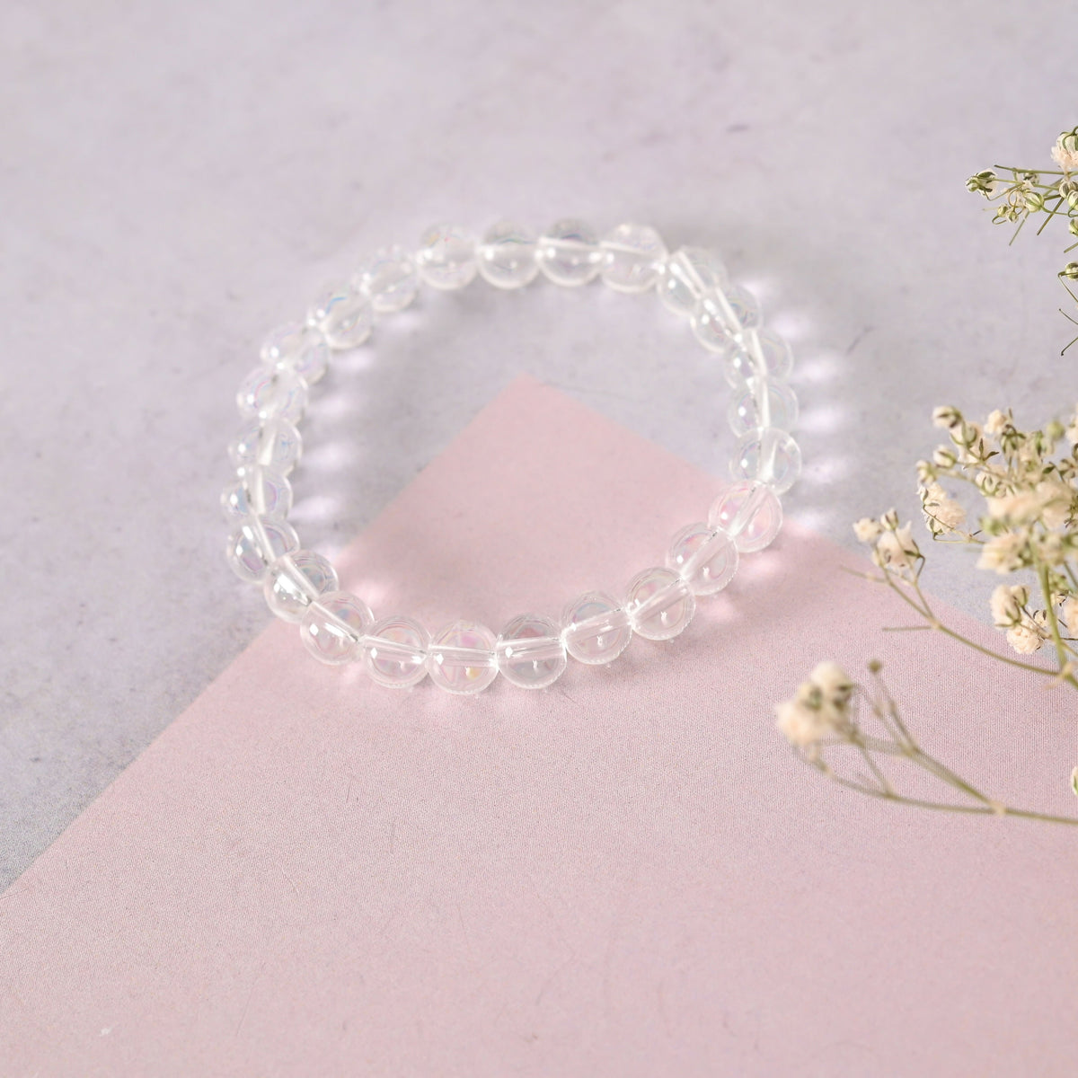 NVR Men & Women Transparent Beaded Elasticated Bracelet | Grocsy