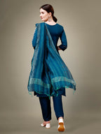 Jyoti Fashion Women's Morpich Cotton Blend Embroidery & Sequence work Kurta with Trouser & Dupatta | Grocsy