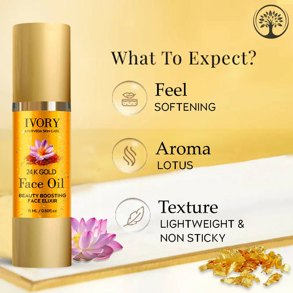 Ivory Natural 24K Gold Face Polish Oil For Luxurious Exfoliating And Rejuvenating Skincare | Grocsy