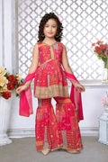 Kids Functional Designer Pink Faux Georgette Sharara Suit- Aaradhna | Grocsy