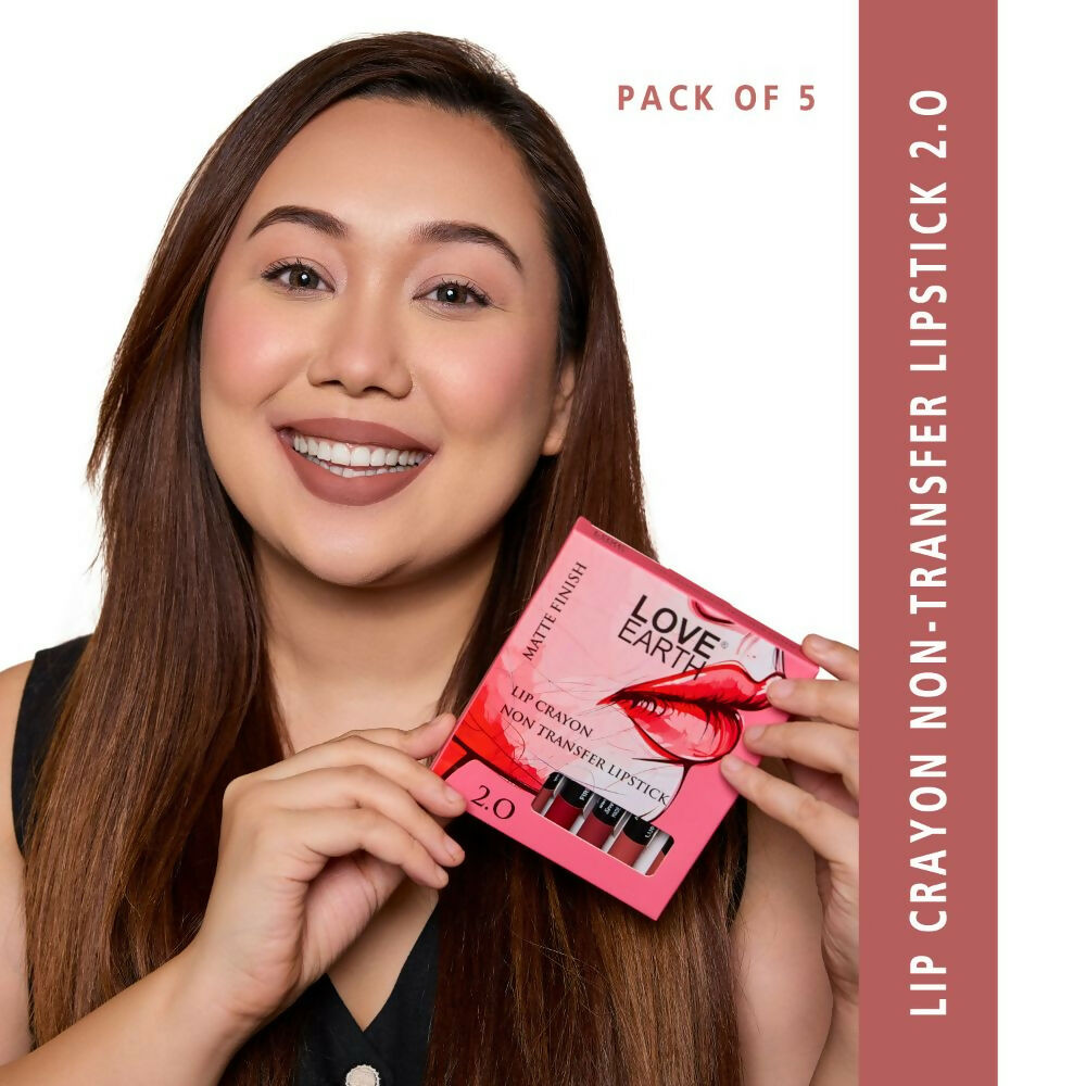 Love Earth Lip Crayon Non-Transfer Lipstick 1.O And Sharpener | Grocsy