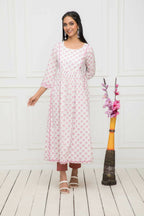 Myshka Women White Floral Rayon Straight Round Neck Kurtas | Grocsy