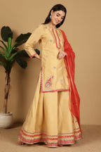 Joban Fashion Beige Taffeta Lehenga Set | Grocsy