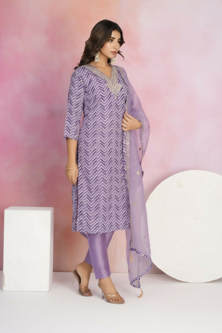 Ethnic Festive Wear Viscose Chanderi Purple Stitched Suit With Dupatta - Tanisha | Grocsy
