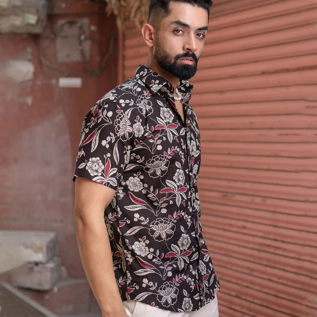 Miravan Men's Multi Colour Floral Printed Half Sleeve Slim Fit shirt | Grocsy