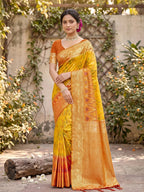 Shree Shyam Fashion Yellow Soft Silk Saree | Grocsy