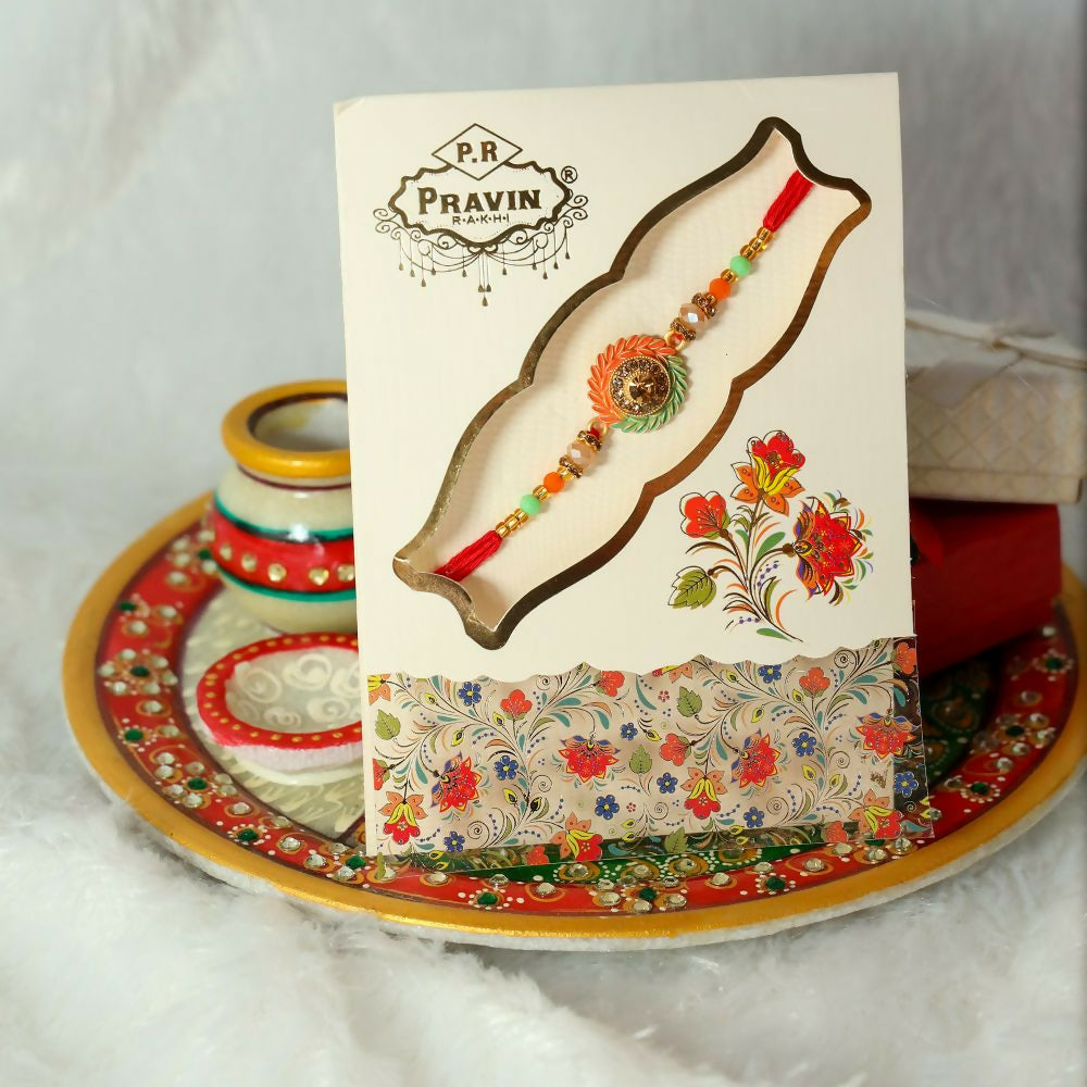 Indianvibez Designer Stone Rakhi | Grocsy