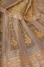 Kesar Fab Dark-Onion-Pink Net Hand_Woven Lehenga | Grocsy