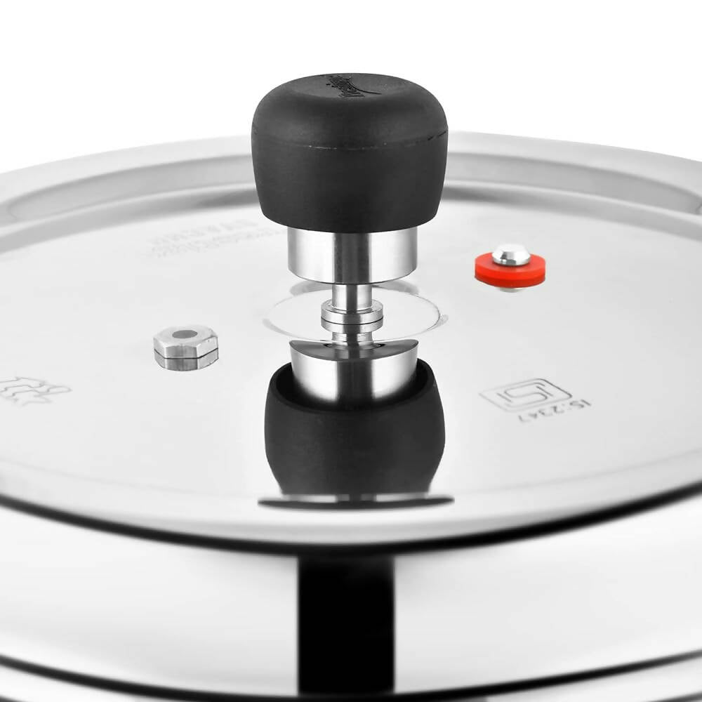 Prestige 6.5 Litres Deluxe Alpha Svachh Induction Base Outer Lid Stainless Steel Pressure Cooker | Grocsy