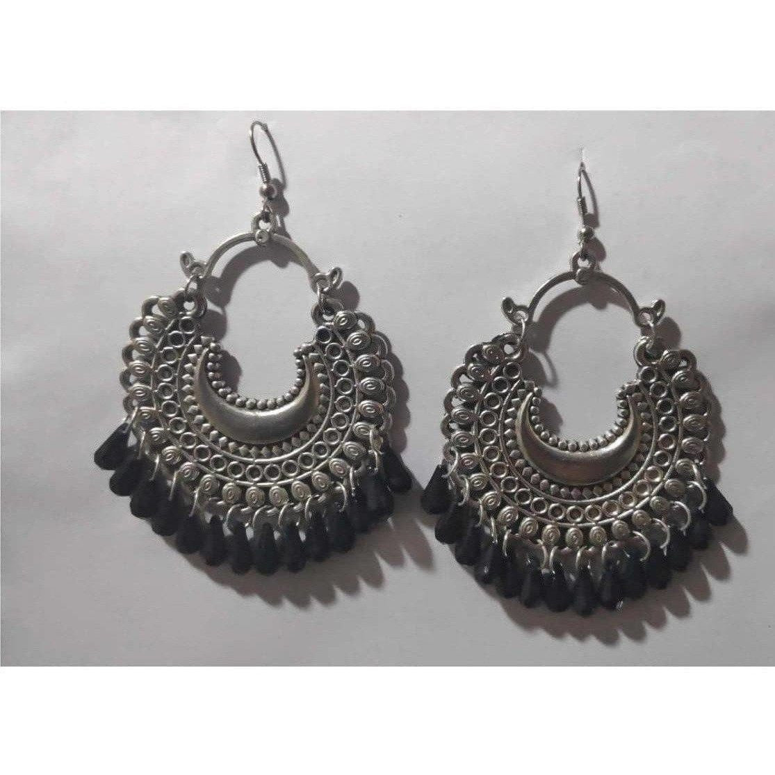 MS Fashion India Half Moon Shape Party wear Silver Color Earrings | Grocsy
