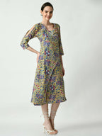 Myshka Women's Multi Floral Printed A-Line Dress | Grocsy