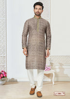 Joban Fashion Men's Grrey Cotton printed Kurta Pyjama set | Grocsy