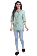 Snehal Creations Luxurious Fine Pista Cotton Silk Short Tunic | Grocsy