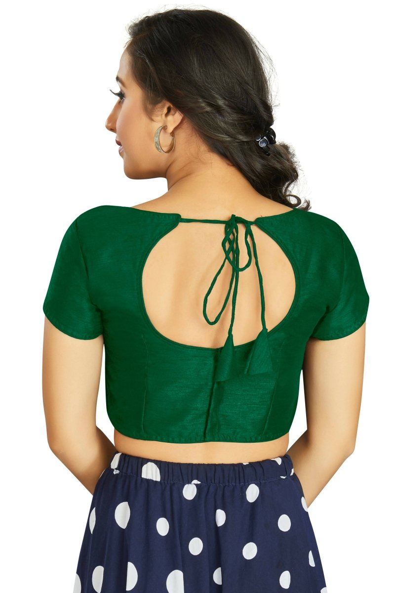 Aastha Fashion Women's Green Art Silk Designer Festive Wear Readymade Blouse | Grocsy