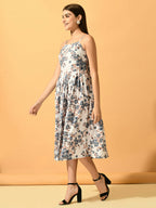 Myshka Women's White Fit and Flare Party Dress | Grocsy