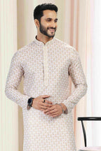 Raivat Ethnic Cotton Thread Work Kurta Pajama In Yellow Colour | Grocsy