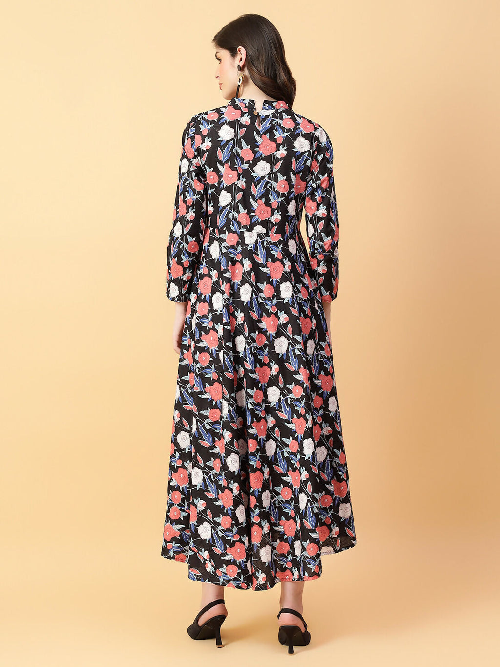 Joban Fashion Black Cotton Printed & Hand Work Dress | Grocsy