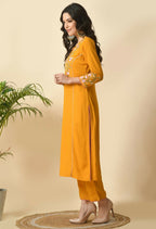Joban Fashion Yellow Cotton Rayon Kurta Set | Grocsy