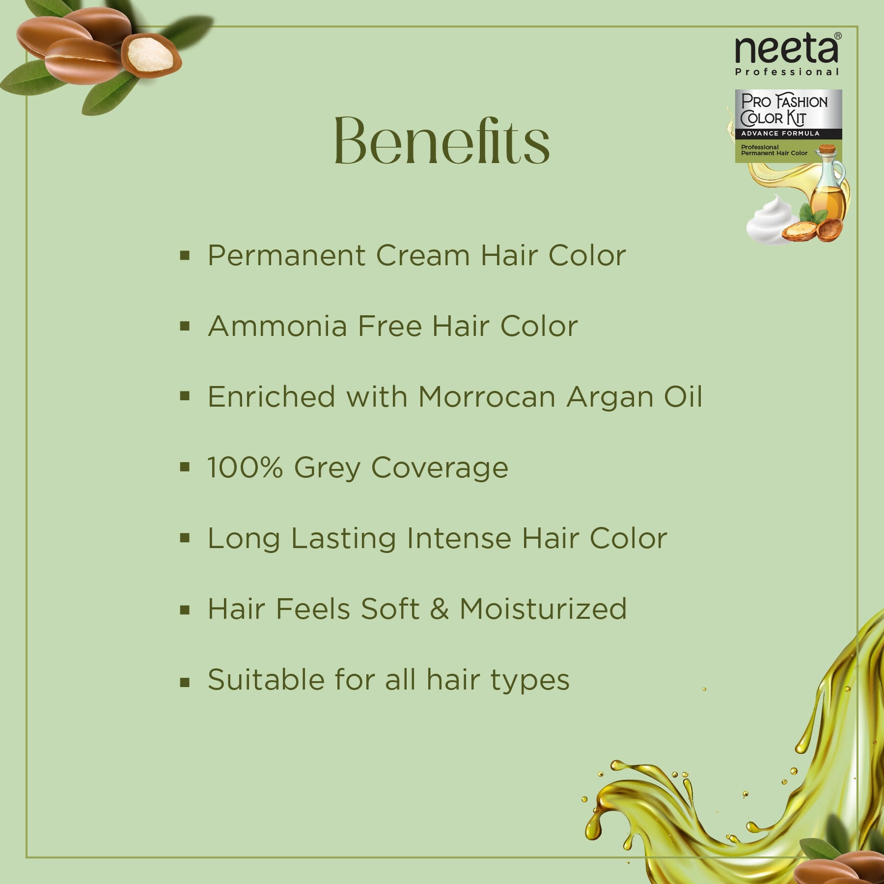 Neeta Professional Fashion Color Kit Permanent Hair Color Dark Brown 3.0 | Grocsy