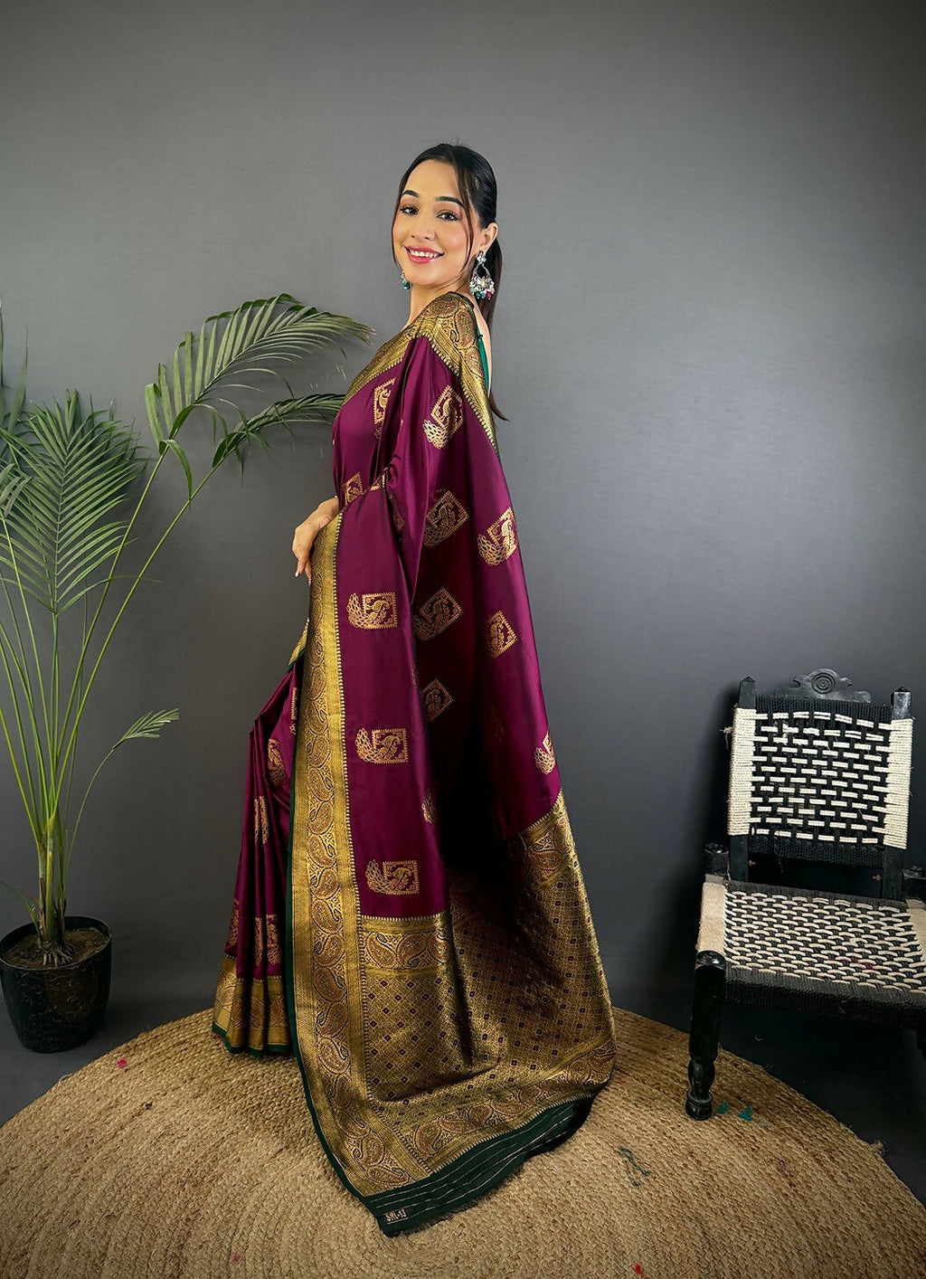 Joban Fashion Black Peacock Banarasi Silk Sarees | Grocsy