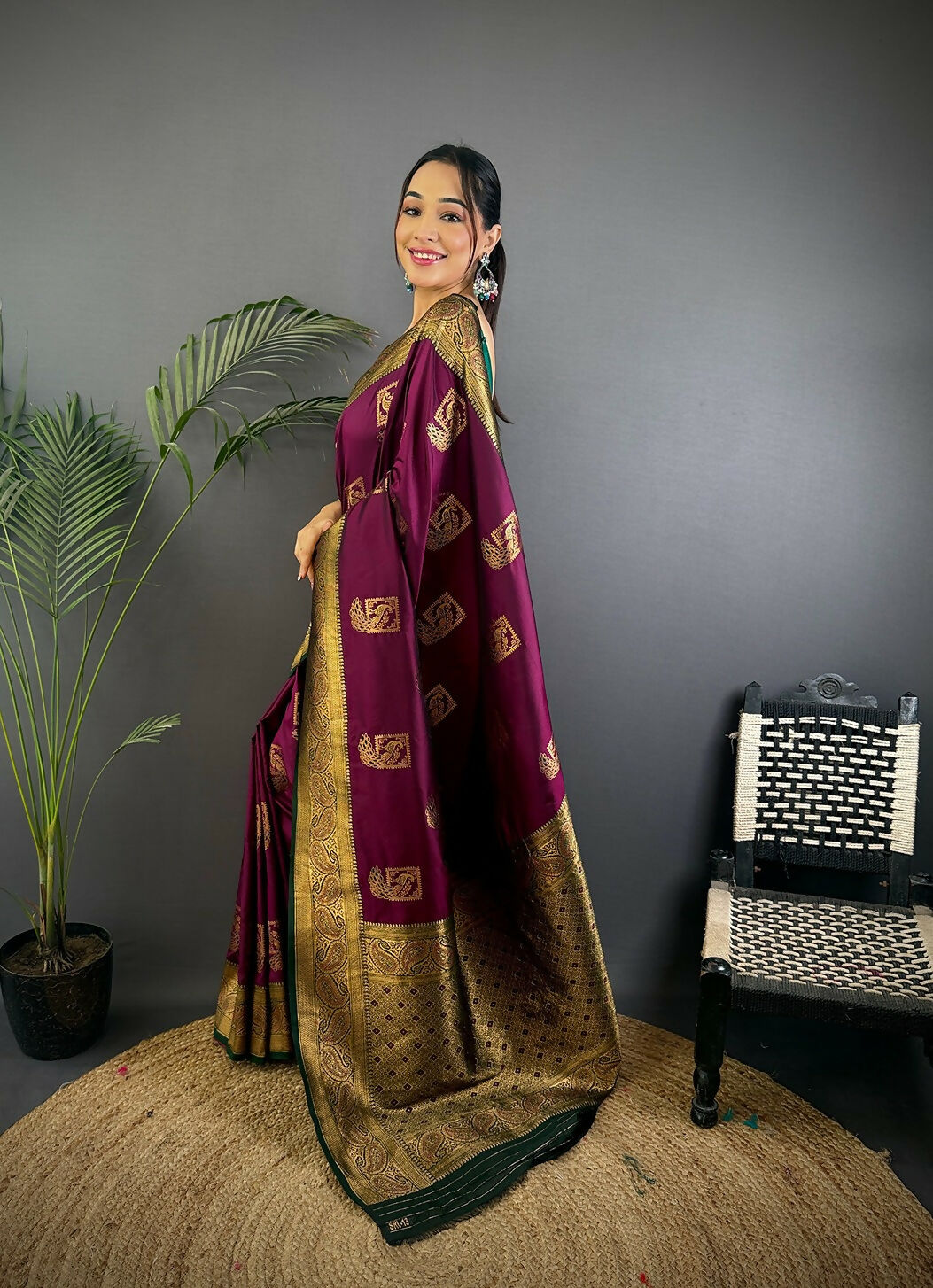 Joban Fashion Black Peacock Banarasi Silk Sarees | Grocsy