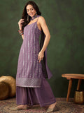 Sangria Embroidered Kurta, Palazzo With Dupatta | Grocsy