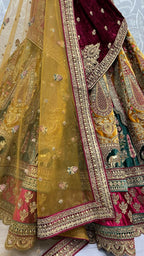 Jyoti Fashion Women's Mustard Velvet Multi Thread Embroidered, Patch Work with Zircon Diamond Wedding Lehenga Choli | Grocsy