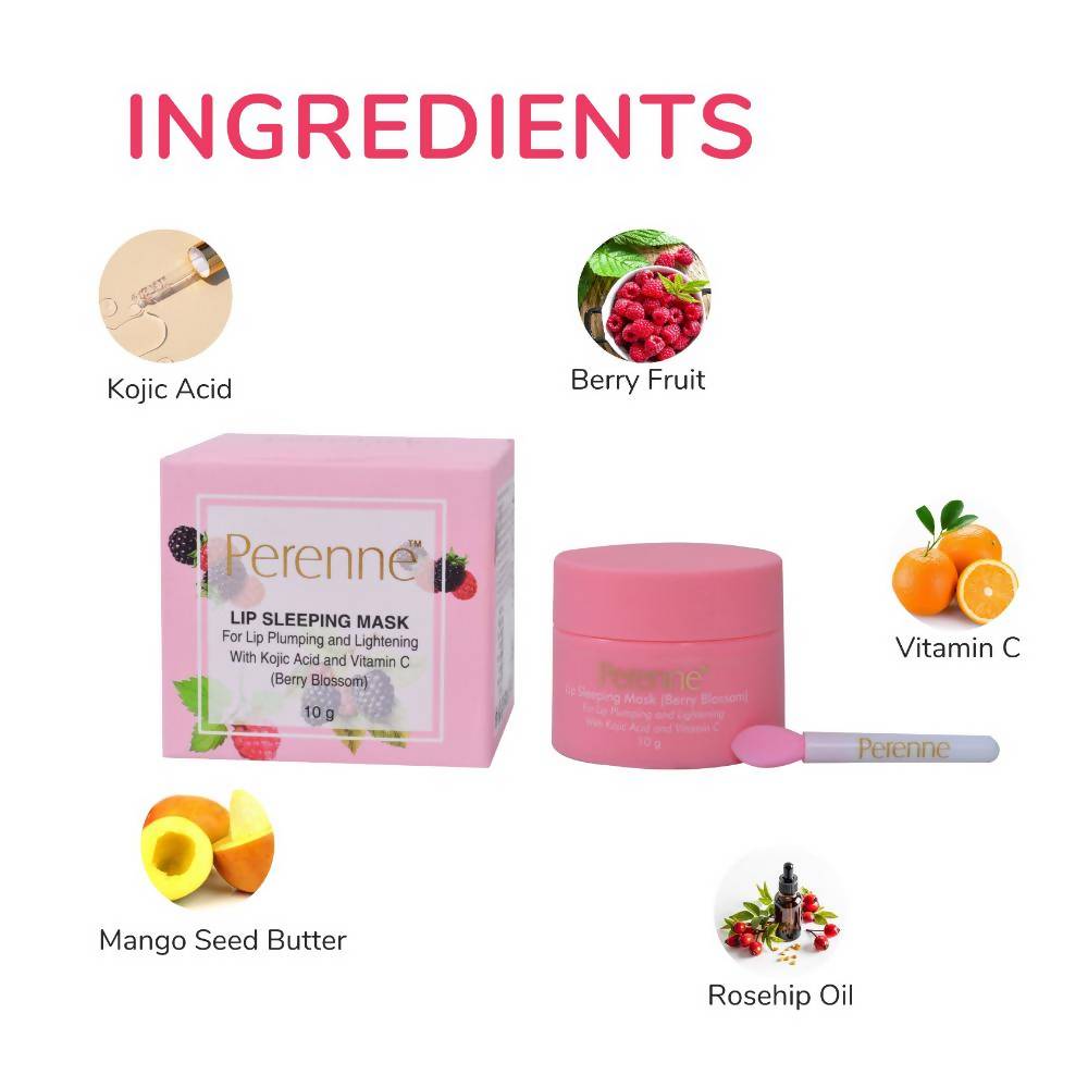 Perenne Lip Sleeping Mask With Kojic Acid & Vitamin C - Berry Blossom | Grocsy